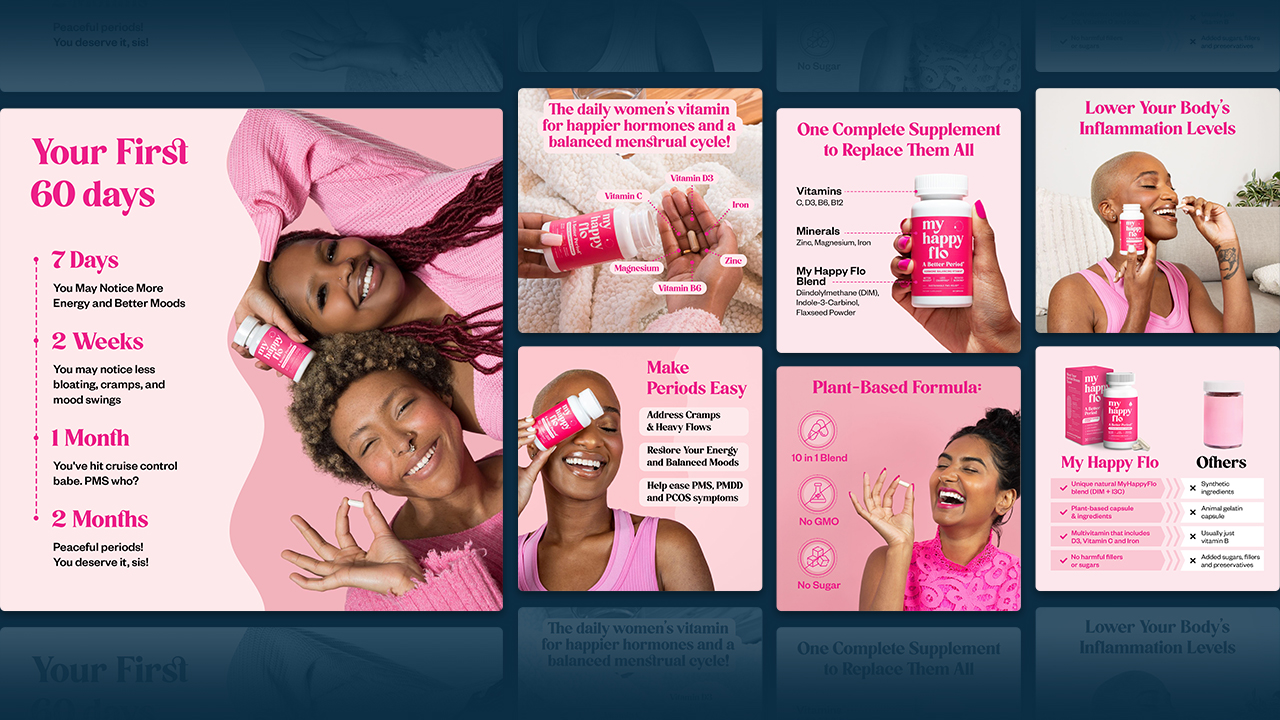 My Happy Flo Branding: Engaging, conversion-driven product images optimized to enhance visibility and trust.